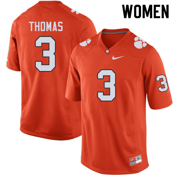Women #3 Xavier Thomas Clemson Tigers College Football Jerseys Sale-Orange - Click Image to Close